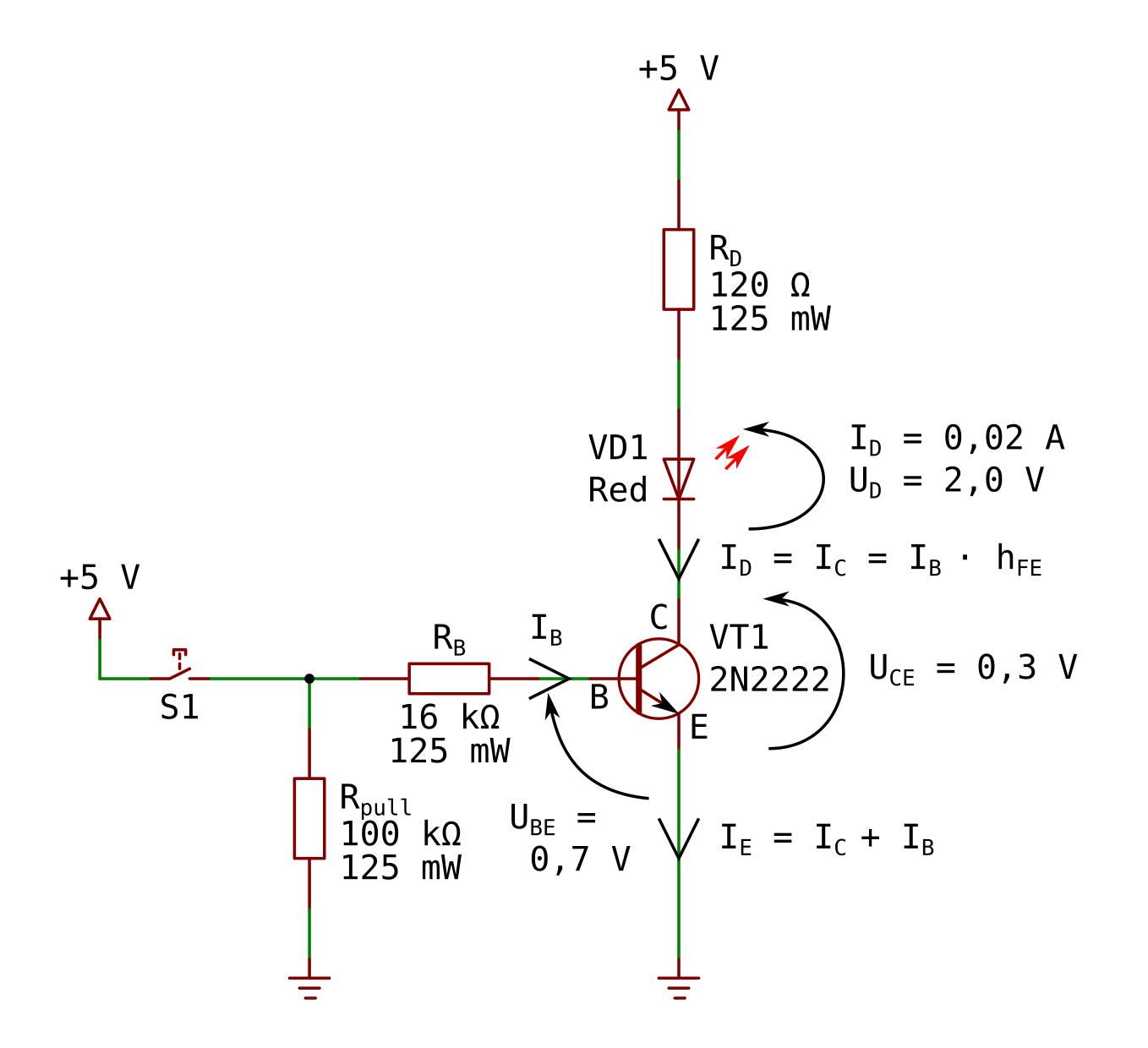 NPN transistor as a Switch wiring diagram